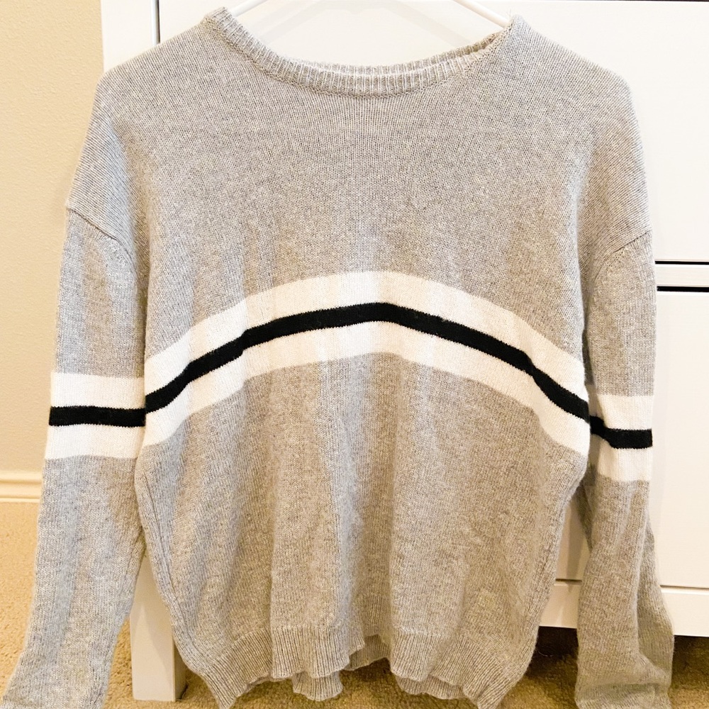 light gray and white striped sweater